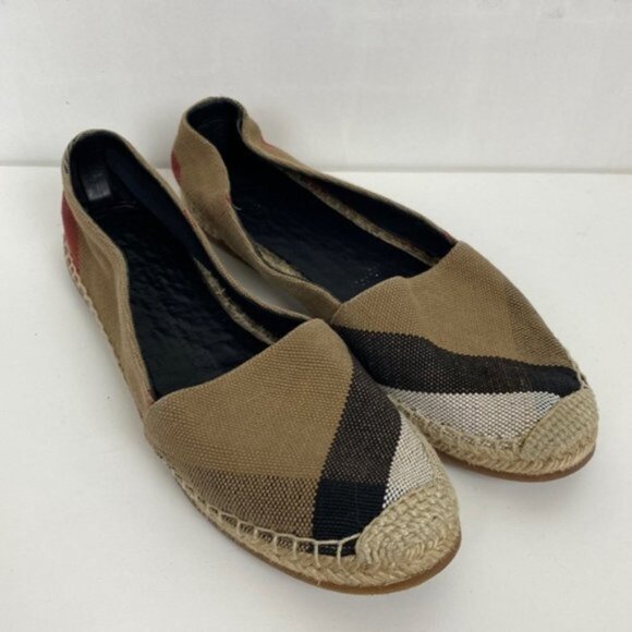 Authentic Burberry Brit Hodgeson Espadrilles Flats Canvas Beige Check 37… - Picture 2 of 11